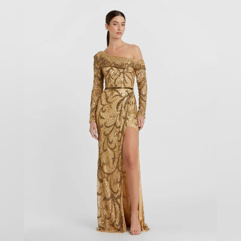 Mac Duggal Gold One Shoulder Dress - Picture 16 of 16